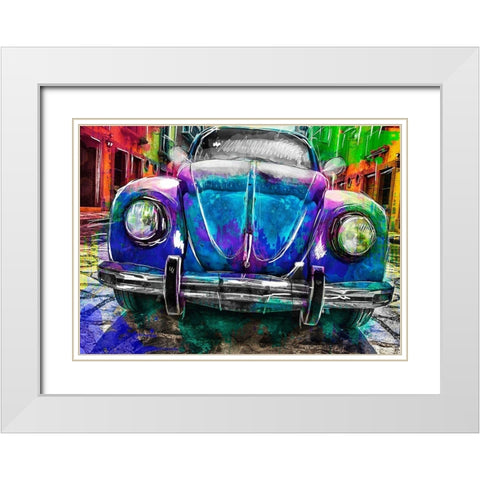 Beatle White Modern Wood Framed Art Print with Double Matting by Henk van Gog