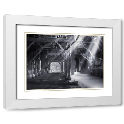 Factory 2 White Modern Wood Framed Art Print with Double Matting by Henk van Gog