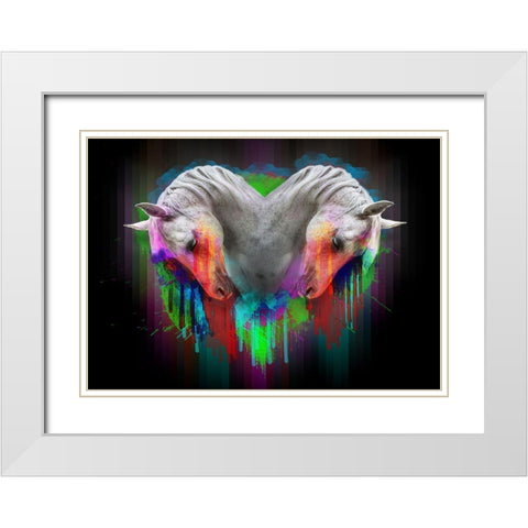 Horses 1 White Modern Wood Framed Art Print with Double Matting by Henk van Gog