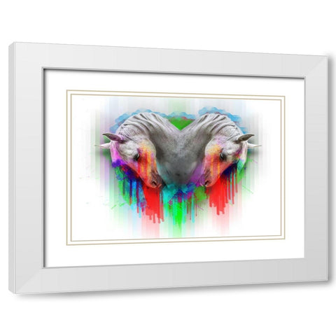 Horses 2 White Modern Wood Framed Art Print with Double Matting by Henk van Gog