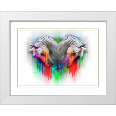 Horses 2 White Modern Wood Framed Art Print with Double Matting by Henk van Gog