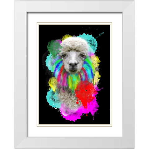 Lama White Modern Wood Framed Art Print with Double Matting by Henk van Gog