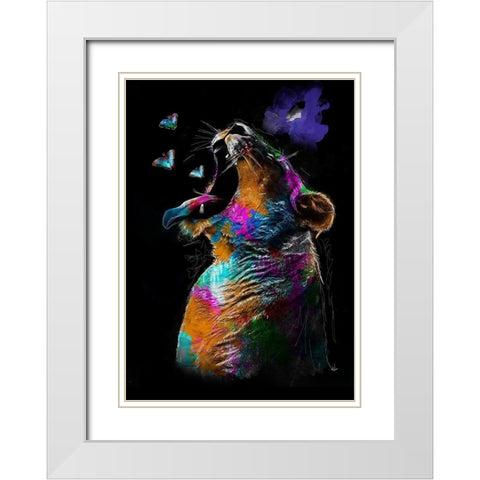 Elephant White Modern Wood Framed Art Print with Double Matting by Henk van Gog