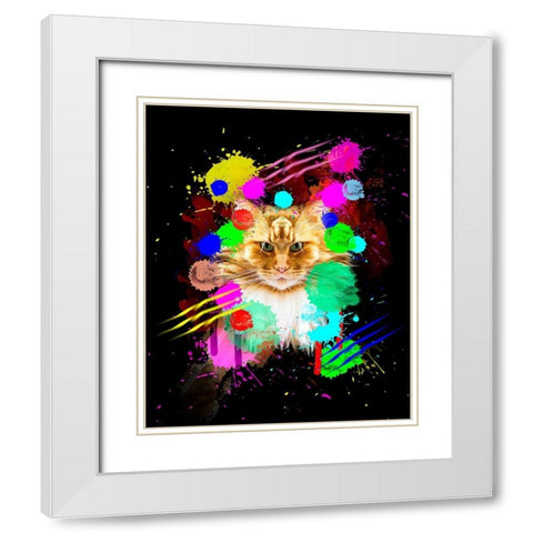 Cat White Modern Wood Framed Art Print with Double Matting by Henk van Gog