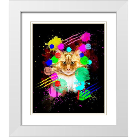 Cat White Modern Wood Framed Art Print with Double Matting by Henk van Gog