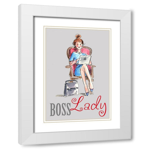 Boss Lady White Modern Wood Framed Art Print with Double Matting by Holzner, Renate