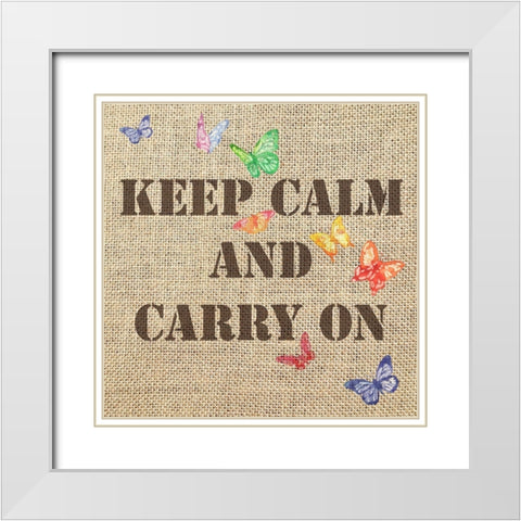Keep Calm and Carry on 6 White Modern Wood Framed Art Print with Double Matting by Holzner, Renate