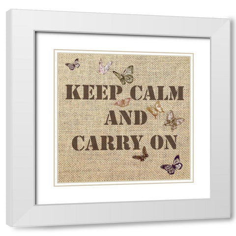 Keep Calm and Carry on 7 White Modern Wood Framed Art Print with Double Matting by Holzner, Renate