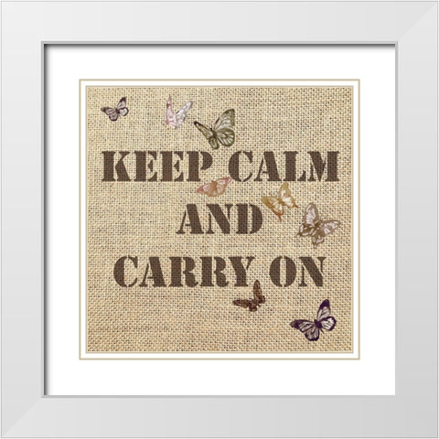 Keep Calm and Carry on 7 White Modern Wood Framed Art Print with Double Matting by Holzner, Renate