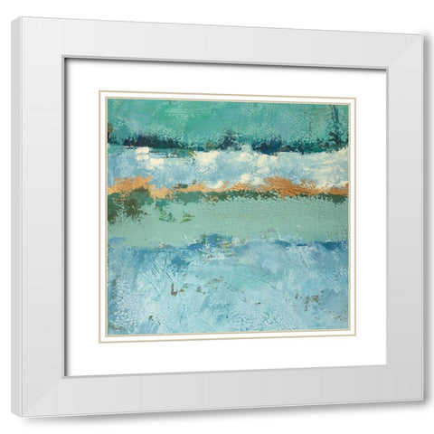 Bluegreen Harmony 1 White Modern Wood Framed Art Print with Double Matting by Holzner, Renate
