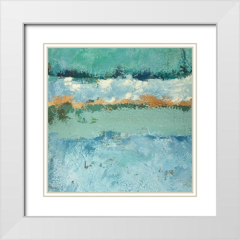 Bluegreen Harmony 1 White Modern Wood Framed Art Print with Double Matting by Holzner, Renate