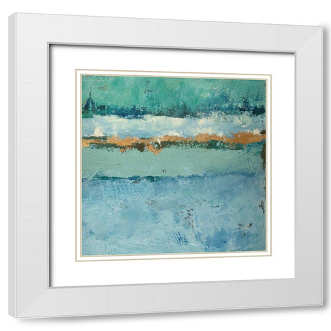 Bluegreen Harmony 2 White Modern Wood Framed Art Print with Double Matting by Holzner, Renate