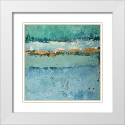 Bluegreen Harmony 2 White Modern Wood Framed Art Print with Double Matting by Holzner, Renate
