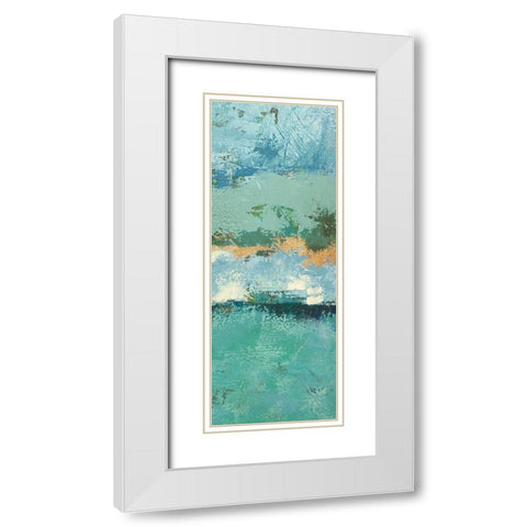 Bluegreen Harmony 4 White Modern Wood Framed Art Print with Double Matting by Holzner, Renate