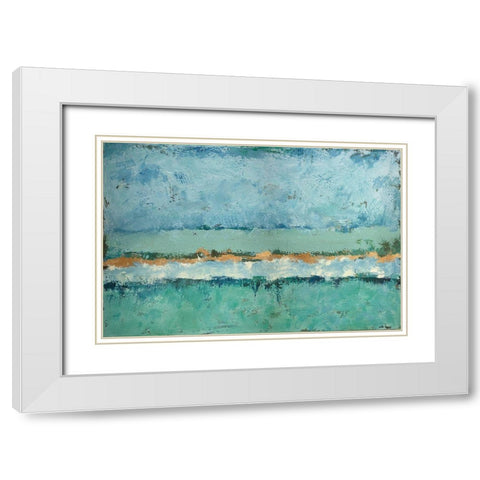 Bluegreen Harmony White Modern Wood Framed Art Print with Double Matting by Holzner, Renate