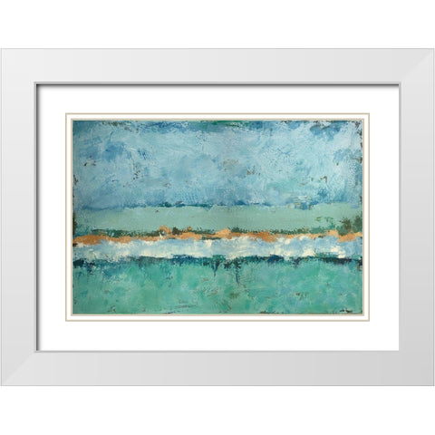 Bluegreen Harmony White Modern Wood Framed Art Print with Double Matting by Holzner, Renate