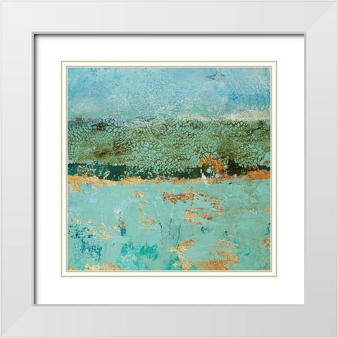 Golden Horizon 1 White Modern Wood Framed Art Print with Double Matting by Holzner, Renate