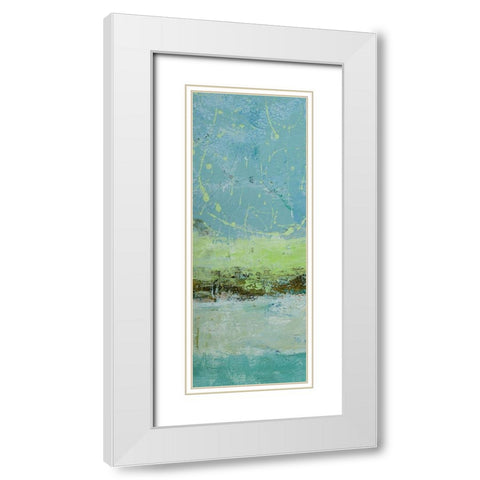 Green Horizon 1 White Modern Wood Framed Art Print with Double Matting by Holzner, Renate