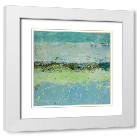 Green Horizon 3 White Modern Wood Framed Art Print with Double Matting by Holzner, Renate