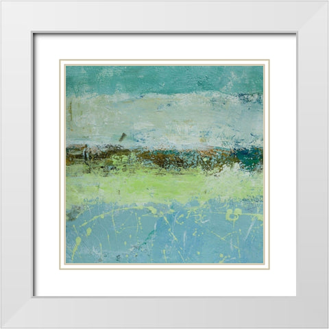Green Horizon 3 White Modern Wood Framed Art Print with Double Matting by Holzner, Renate