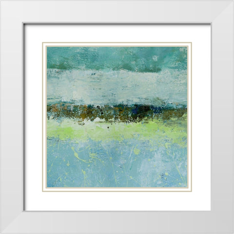 Green Horizon 4 White Modern Wood Framed Art Print with Double Matting by Holzner, Renate