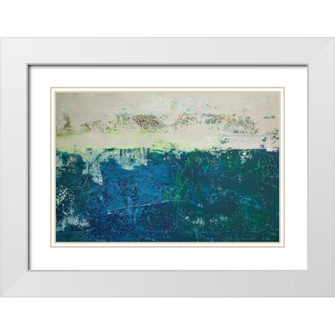 TÃ¼rkis mit Gold White Modern Wood Framed Art Print with Double Matting by Holzner, Renate