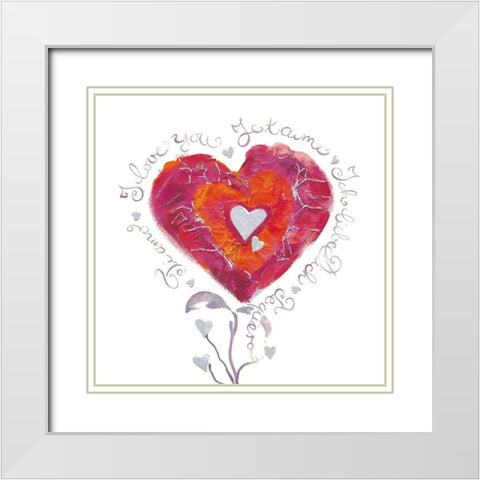 Heart of Love White Modern Wood Framed Art Print with Double Matting by Holzner, Renate