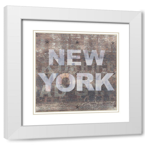 New York Collage 1 White Modern Wood Framed Art Print with Double Matting by Holzner, Renate