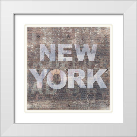 New York Collage 1 White Modern Wood Framed Art Print with Double Matting by Holzner, Renate