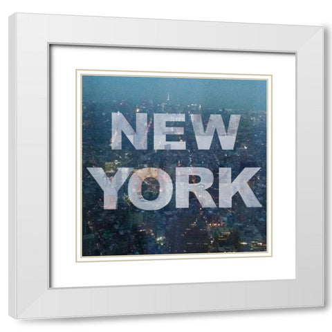New York Collage 2 White Modern Wood Framed Art Print with Double Matting by Holzner, Renate
