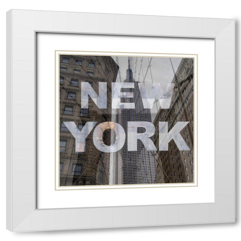 New York Collage 3 White Modern Wood Framed Art Print with Double Matting by Holzner, Renate