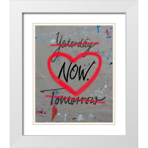 Yesterday Now Tomorrow White Modern Wood Framed Art Print with Double Matting by Holzner, Renate