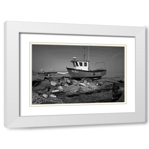 BOAT IN BLACK AND WHITE II White Modern Wood Framed Art Print with Double Matting by Fossey, George