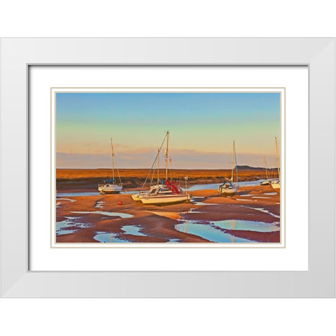 SUNSET BOAT I White Modern Wood Framed Art Print with Double Matting by Fossey, George