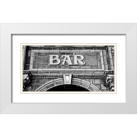 BAR IN BLACK AND WHITE White Modern Wood Framed Art Print with Double Matting by Fossey, George