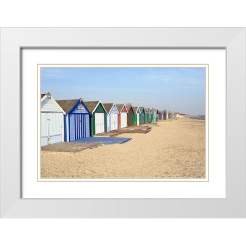 CABINS AT SEASIDE White Modern Wood Framed Art Print with Double Matting by Fossey, George