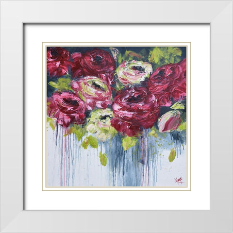 LUSH FLOWERS I White Modern Wood Framed Art Print with Double Matting by Lake, Kaye