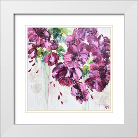 LUSH FLOWERS II White Modern Wood Framed Art Print with Double Matting by Lake, Kaye