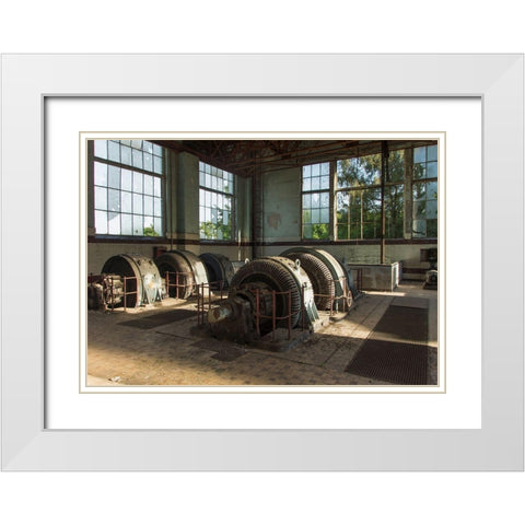 FORGOTTEN INDUSTRIES IV White Modern Wood Framed Art Print with Double Matting by Carlier, Dick