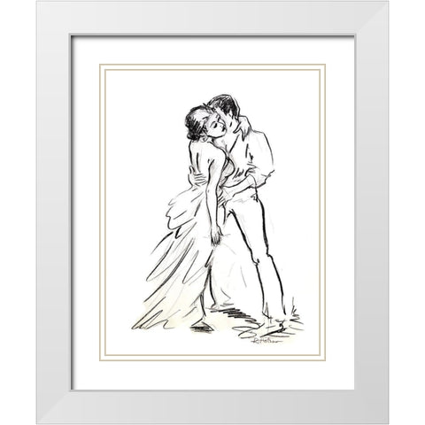 Romeo And Juliette White Modern Wood Framed Art Print with Double Matting by Holzner, Renate