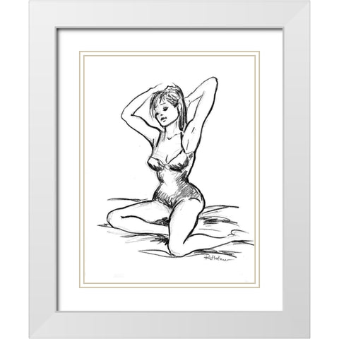 Lilly White Modern Wood Framed Art Print with Double Matting by Holzner, Renate