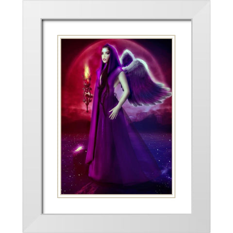 EOS White Modern Wood Framed Art Print with Double Matting by Babette