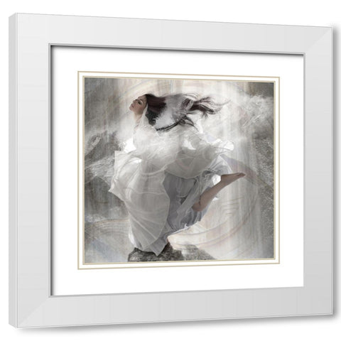 Element Water White Modern Wood Framed Art Print with Double Matting by Babette