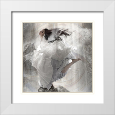 Element Water White Modern Wood Framed Art Print with Double Matting by Babette