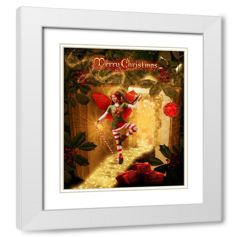 Christmas joy White Modern Wood Framed Art Print with Double Matting by Babette