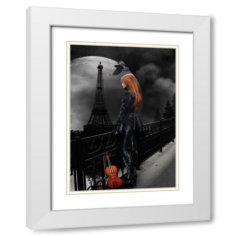 Lonely Paris White Modern Wood Framed Art Print with Double Matting by Babette