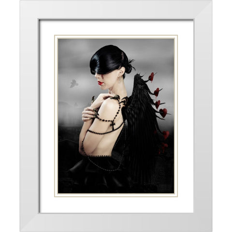 Love Hurts White Modern Wood Framed Art Print with Double Matting by Babette