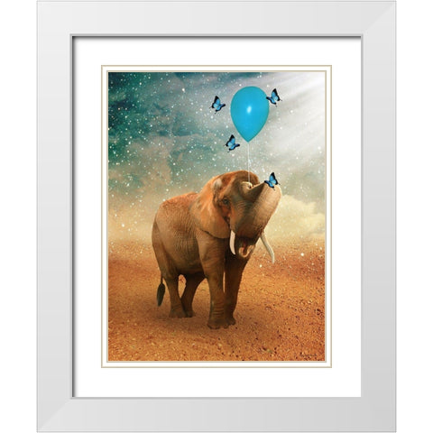 The Elephant Ricardo 4 White Modern Wood Framed Art Print with Double Matting by Babette