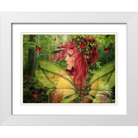 Wild Strawberry White Modern Wood Framed Art Print with Double Matting by Babette