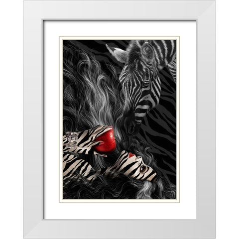 Zebra Time White Modern Wood Framed Art Print with Double Matting by Babette